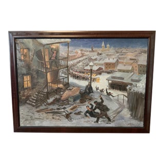 1934 Antique Kiev Oil Painting A. Alexandrov Signed Historical Revolution Study For Sale