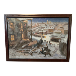 1934 Antique Kiev Oil Painting A. Alexandrov Signed Historical Revolution Study