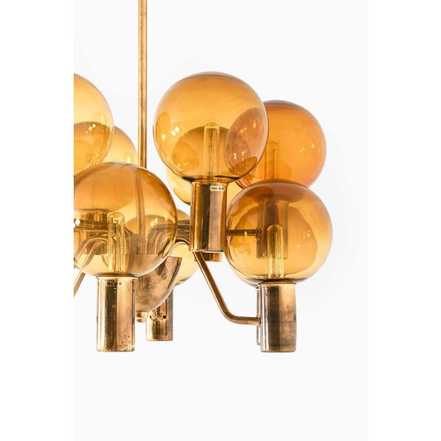 Scandinavian Modern Ceiling Lamp in Brass and Glass by Hans-Agne Jakobsson, 1960s For Sale - Image 4 of 12