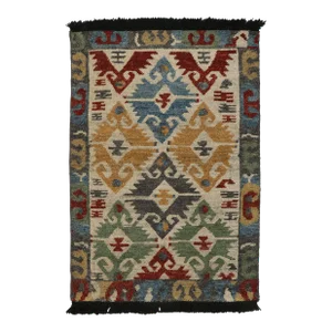 Rug & Kilim’s Turkish Style Rug in Beige With Polychromatic Geometric Patterns