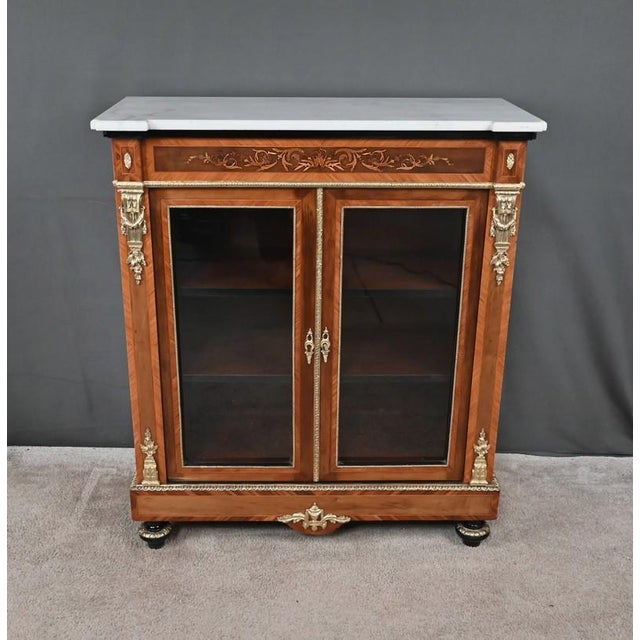 Late 19th Century Napoleon III Marquetry Display Cabinet For Sale - Image 15 of 18