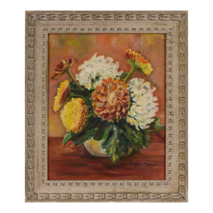 Mid Century Floral Still-Life in Oil by Frances Christensen