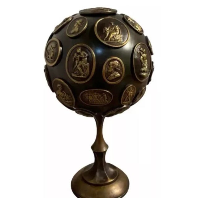 Grand Tour Gilt and Patinated Bronze Orb With Intaglios, From Mid 20th Century For Sale - Image 11 of 12