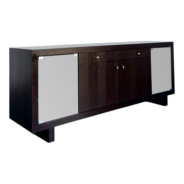 Vintage Frosted Glass Door Ebony Sideboard For Sale