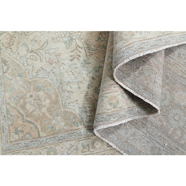 1970s Vintage Persian Handmade Wool Cotton Beige Area Rug For Sale - Image 10 of 11