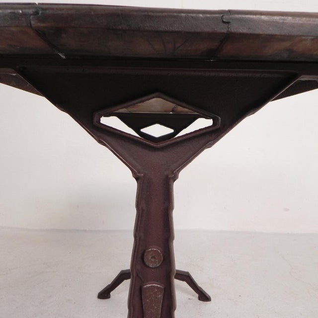 Bistro Table with Oak Top on a Cast Iron Frame, 1930s For Sale - Image 13 of 18