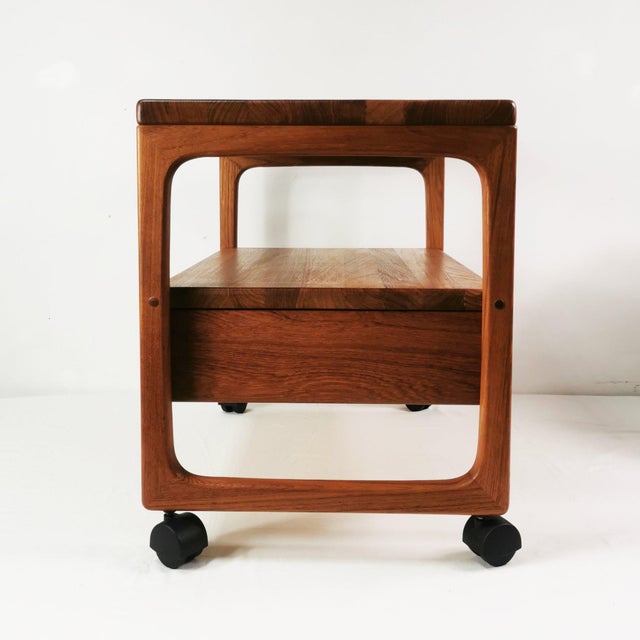 Mid-Century Teak Serving Bar Cart from BR Mobler attributed to Peter Brink, Denmark, 1960s For Sale - Image 9 of 16