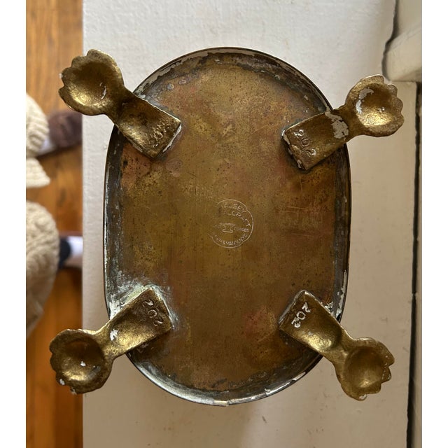 French Vintage Brass Jardinière With Lion Handles and Paw Feet For Sale - Image 3 of 5