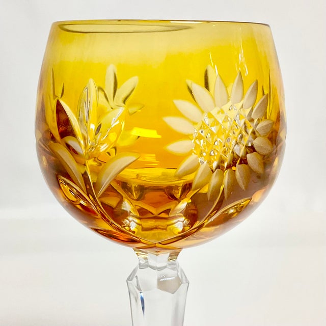 Mid-Century Hollywood Regency German Natchtmann Traube Cut Crystal Wine Glasses - Set of 8 For Sale - Image 11 of 13