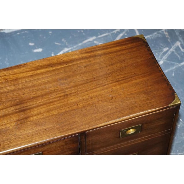 English Military Campaign Sideboard with Brass Fittings from Bevan Funnel, 1950s For Sale - Image 9 of 17