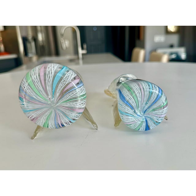 Pair Murano Venetian Latticino & Gold Glass Angel Figurines For Sale - Image 10 of 12