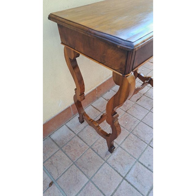 Spanish Lyre Console Table in Walnut For Sale - Image 3 of 7