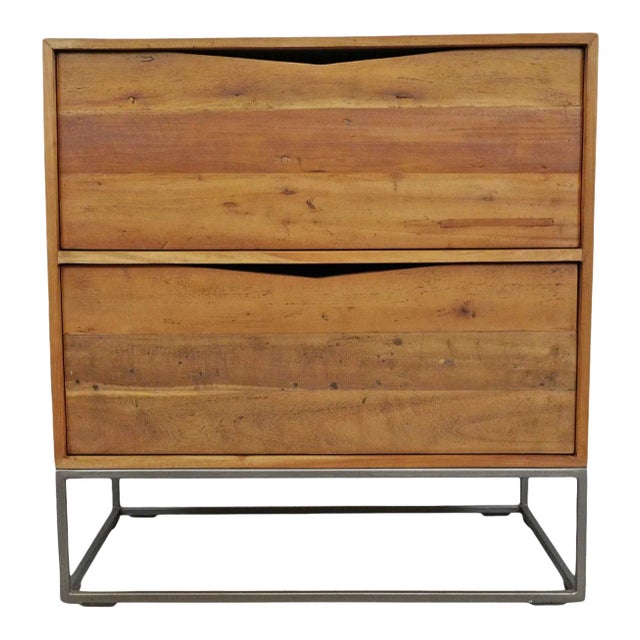Salvaged Teak Modern Bedside Table / Nightstand For Sale