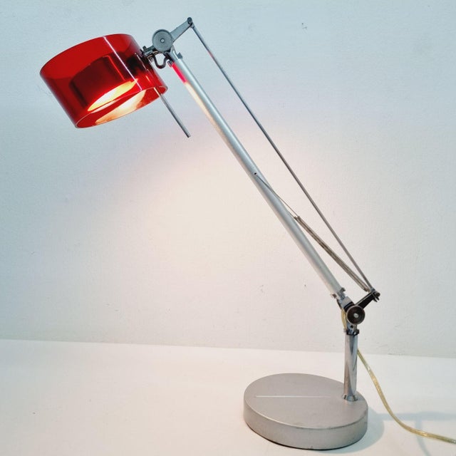 Vintage Red and Chrome Table Lamp, 1980s For Sale - Image 12 of 14