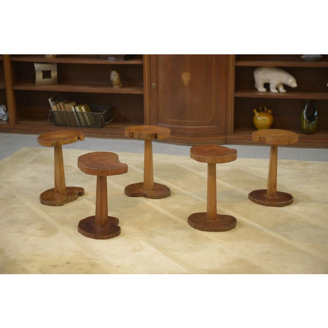 Wood Vintage Brutalist Wooden Side Tables, 1960s, Set of 5 For Sale - Image 7 of 9