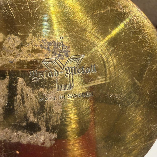 Brass Sweden by Ystad-Metall Brass Candle Holders Patinated Brass Danish Modern For Sale - Image 8 of 11