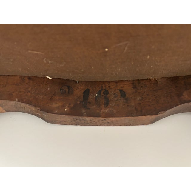 Wood Antique French Low Stool / Antique French Kneeling Stool / Antique French Upholstered Footstool For Sale - Image 7 of 17