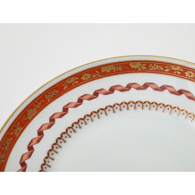 Mid-Century Modern Richard Ginori 1735 Handpainted Porcelain Dinner Plate in Pincio Red, Late 20th Century For Sale - Image 3 of 9