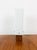 Vintage 1960s Mid Century Modern Lamp rectangular shape frosted glass shade wood base & brass hardware holds a standard...