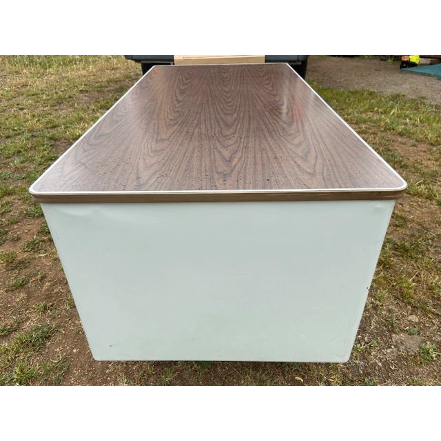 Steelcase 1970s Vintage Mid Century Modern Metal Tanker Desk For Sale - Image 4 of 12