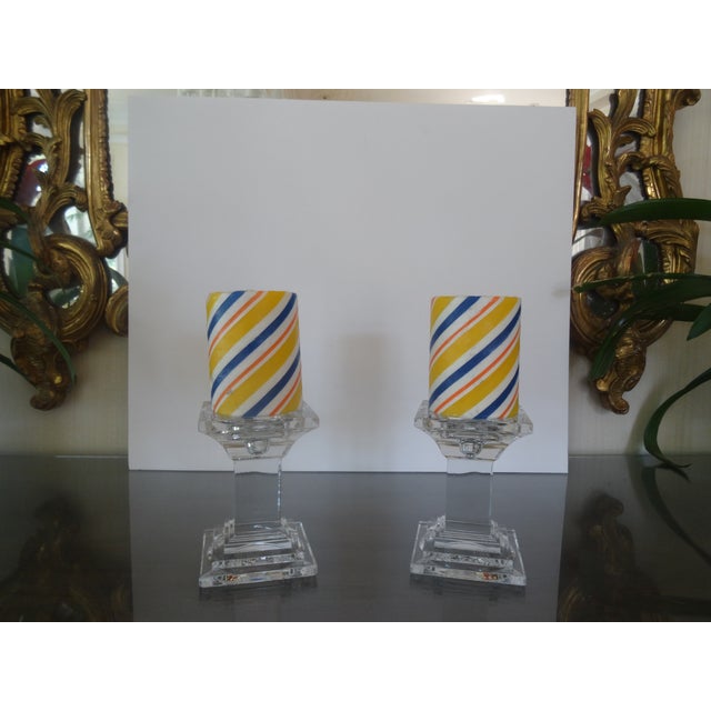 Early 21st Century Crystal Pillar Candleholders For Sale - Image 5 of 5