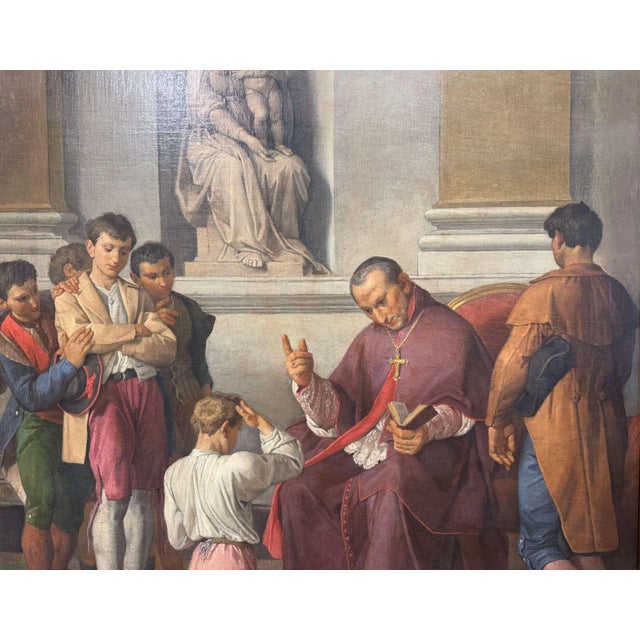 Italian 19th Century Italian Religious Oil Painting of a Bishop’s Blessing For Sale - Image 3 of 11