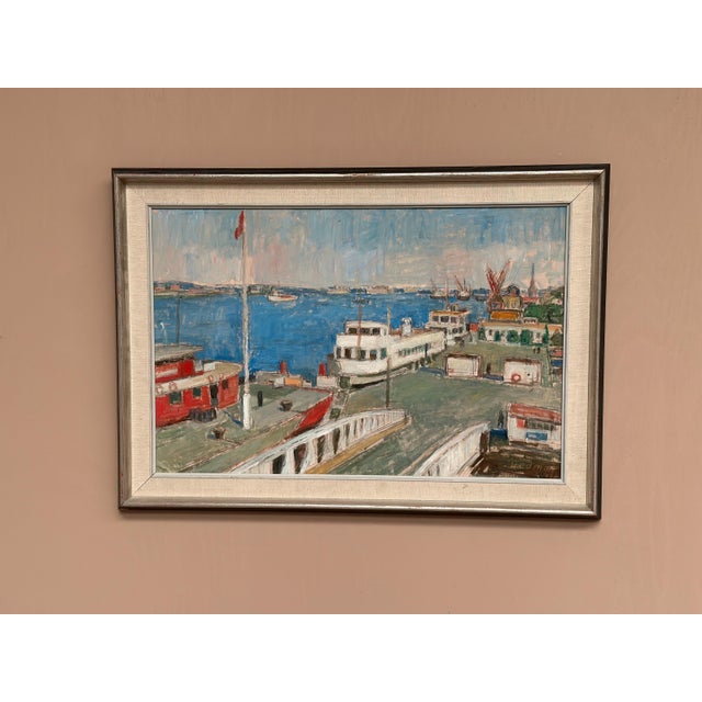 John Hedman, Malmö Harbour, 1960s, Oil Painting on Canvas, Framed For Sale - Image 5 of 15