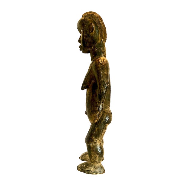 Coffee African Hand-Carved Wooden Female Figure For Sale - Image 8 of 13