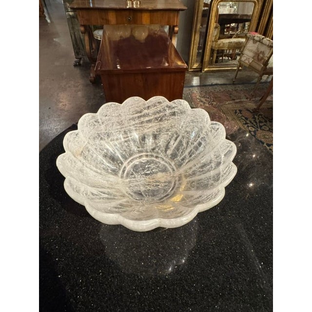 Mid 20th Century Vintage French Rock Crystal Bowl on Giltwood Stand For Sale - Image 5 of 7