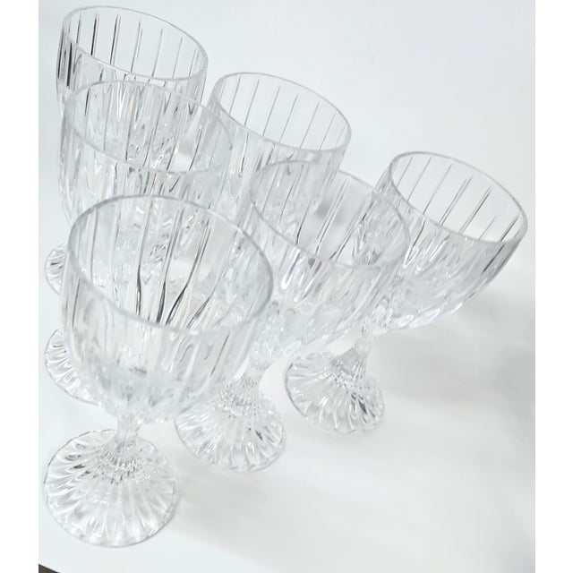 Transparent Late 20th Century Hollywood Regency Crystal Goblets- Set of Six For Sale - Image 8 of 16