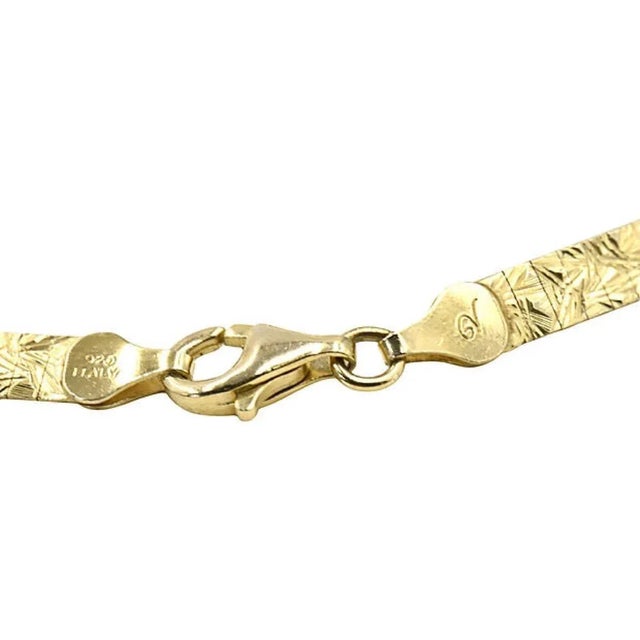 Metal Textured Gold Plated Sterling Silver Necklace For Sale - Image 7 of 9