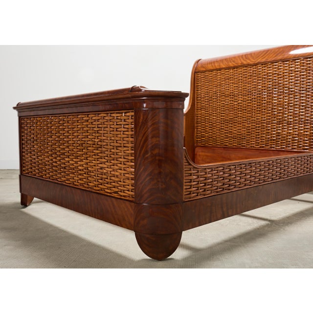 Ralph Lauren Villa America Mahogany Rattan Gondola Sleigh Bed For Sale - Image 10 of 18