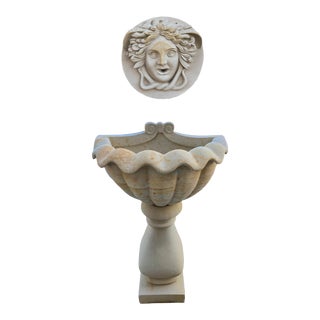 Italian Style Hand-Carved Gorgon Head Wall Fountain Made by Contemporary Sculptor Andrea Distefano For Sale