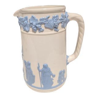 Vintage Wedgwood Embossed Queen's Ware Cream Jug in the Princess Margaret Pattern, 5.5". For Sale