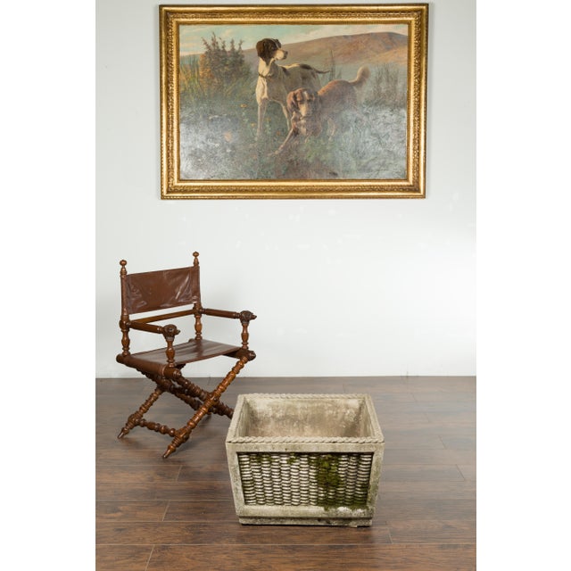Mid 20th Century Vintage English Midcentury Stone Planter with Textured Finish and Aged Patina For Sale - Image 5 of 12