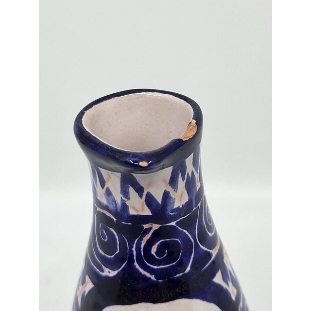Ceramic Cobalt Blue Ceramic Bottle by Robert Picault, France, 1950 For Sale - Image 7 of 10