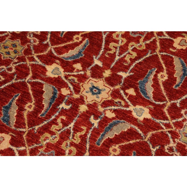 1990s Classic Ziegler Red Blue Hand-Knotted Wool Rug - 10'5'' X 13'7'' For Sale In New York - Image 6 of 8