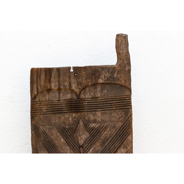 African Patinated Antique Carved Geometric Door For Sale - Image 3 of 9