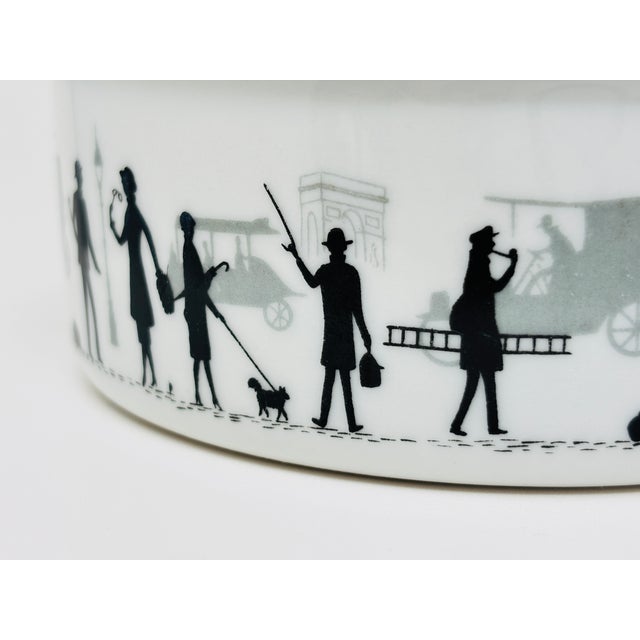 Vintage Limoges Porcelain Lidded Box Black White Parisian Silhouette 1980s For Sale - Image 14 of 18