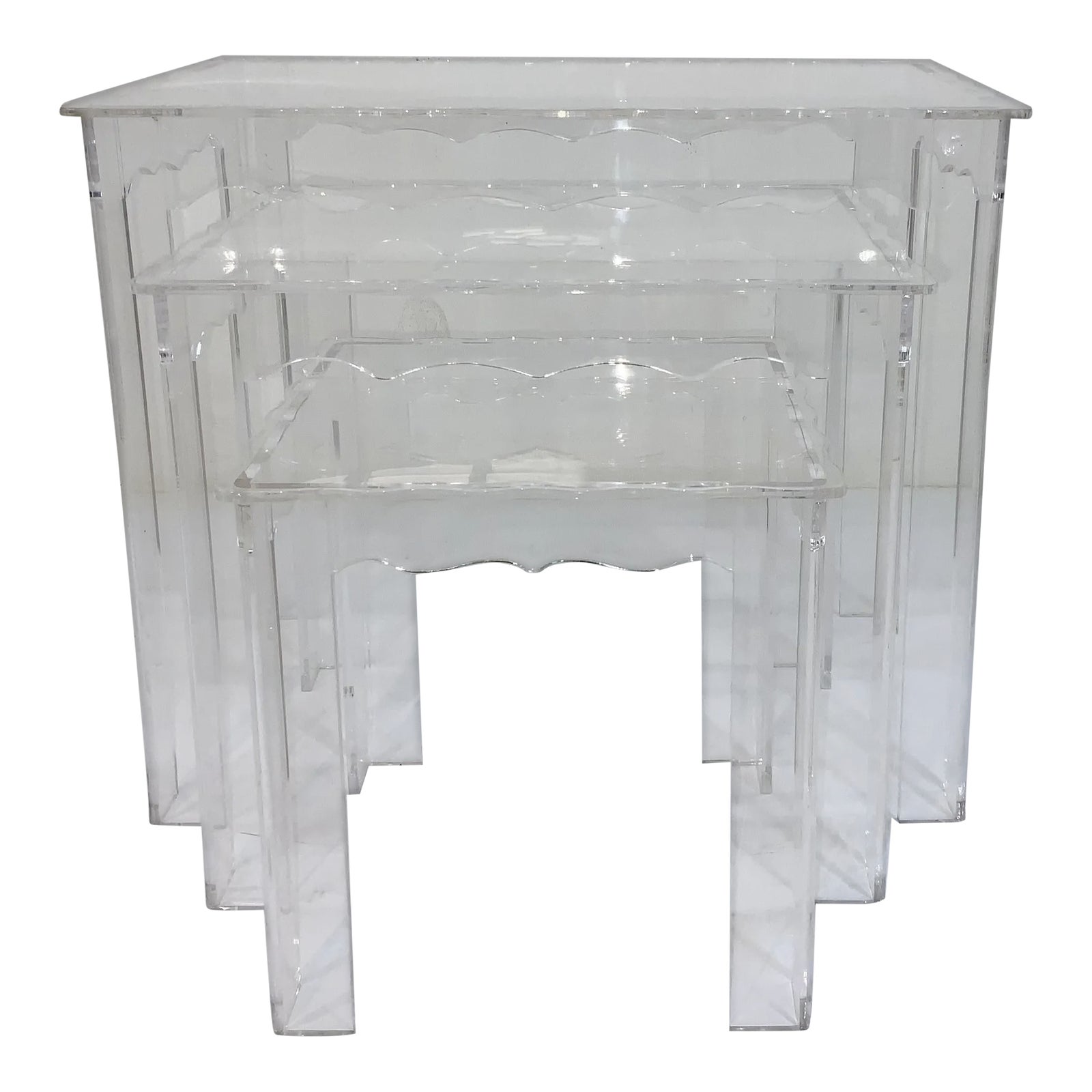 Modern Scalloped Acrylic Nesting Tables Set of 3 | Chairish