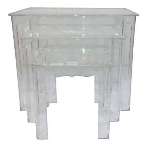 Modern Scalloped Acrylic Nesting Tables Set of 3