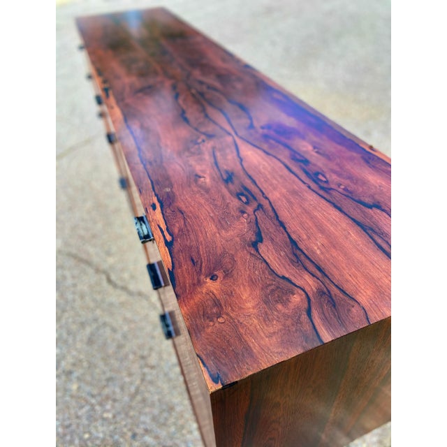 Founders Furniture Company Rosewood Lowboy Dresser or Credenza With Chrome | in the Style of Founders For Sale - Image 4 of 12