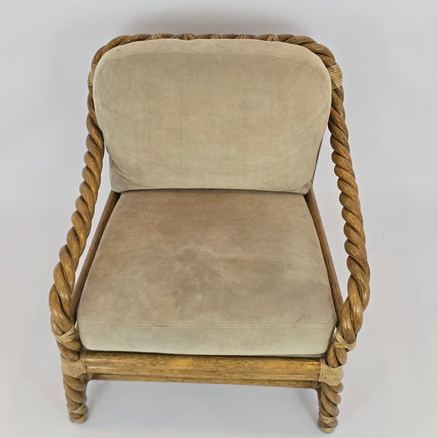 Contemporary 1980s Coastal/Boho/Organic Modern "McGuire Furniture Co." Twisted Rattan Lounge Chair For Sale - Image 3 of 11