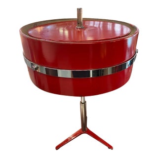 Vintage Red Enamel Table Lamp For Sale