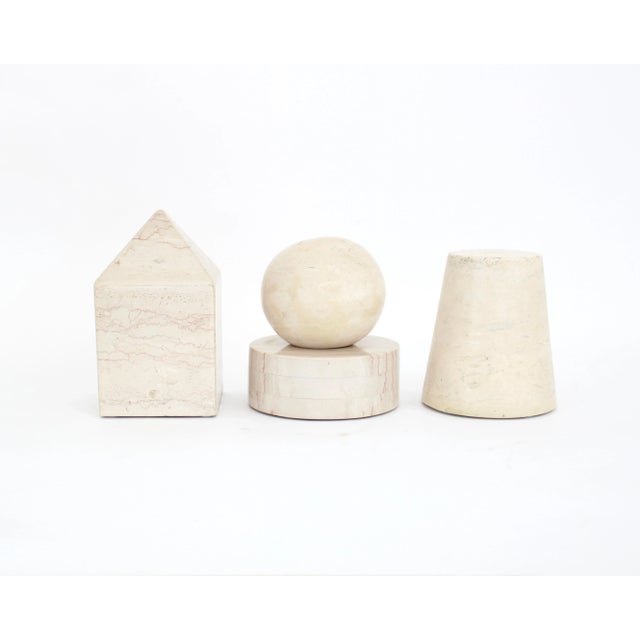 Cream Italian Pale Cream Solid Architectural Marble Cone Form For Sale - Image 8 of 10