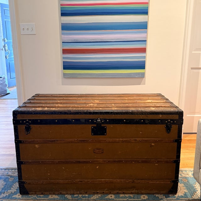 Antique Goyard Steamer Trunk Character and history galore. French, likely 19th C. Monogrammed ACG with stamp of Boston....