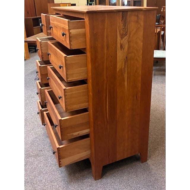 Wood Vintage Amish Solid Cherry Tall Chest of Drawers c.1980 For Sale - Image 7 of 9