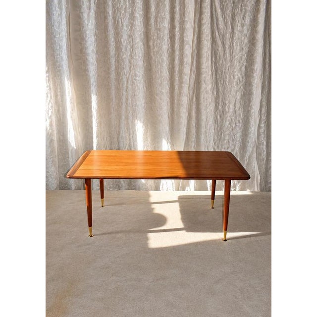 Mid-Century Modern Teak Coffee Table with Brass Feet, Sweden, 1960s For Sale - Image 3 of 12