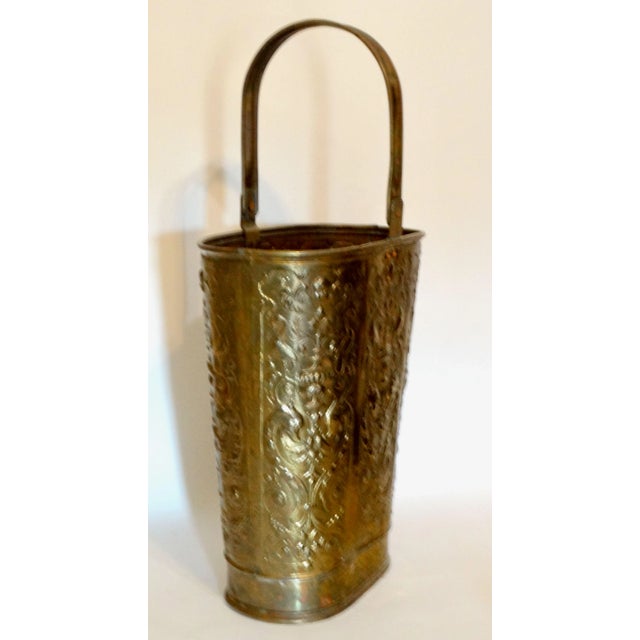 Early 20th-Century English Embossed Gilt Brass Umbrella / Stick Stand For Sale - Image 10 of 12