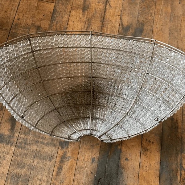 Antique French Sconce Globe Basket With Glass Beads Half Moon For Sale In Pittsburgh - Image 6 of 6